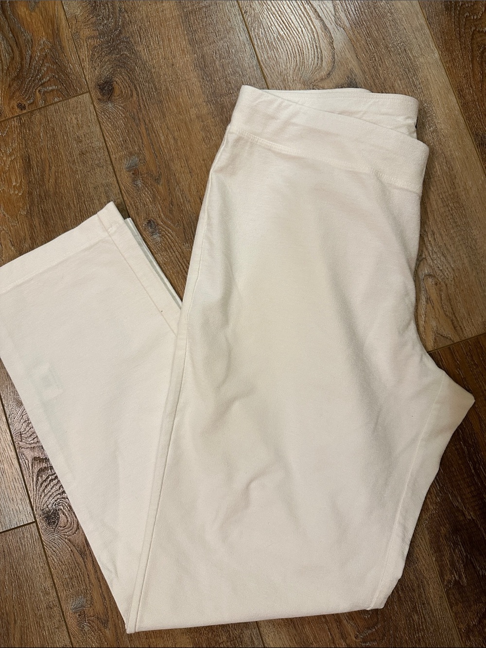 Eileen Fisher White stretch crepe pants crop size M Nice!